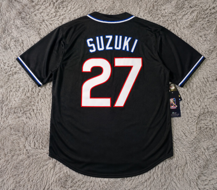 Seiya Suzuki #27 Chicago Cubs Black Stripe Cool Base Stitched Jersey Men