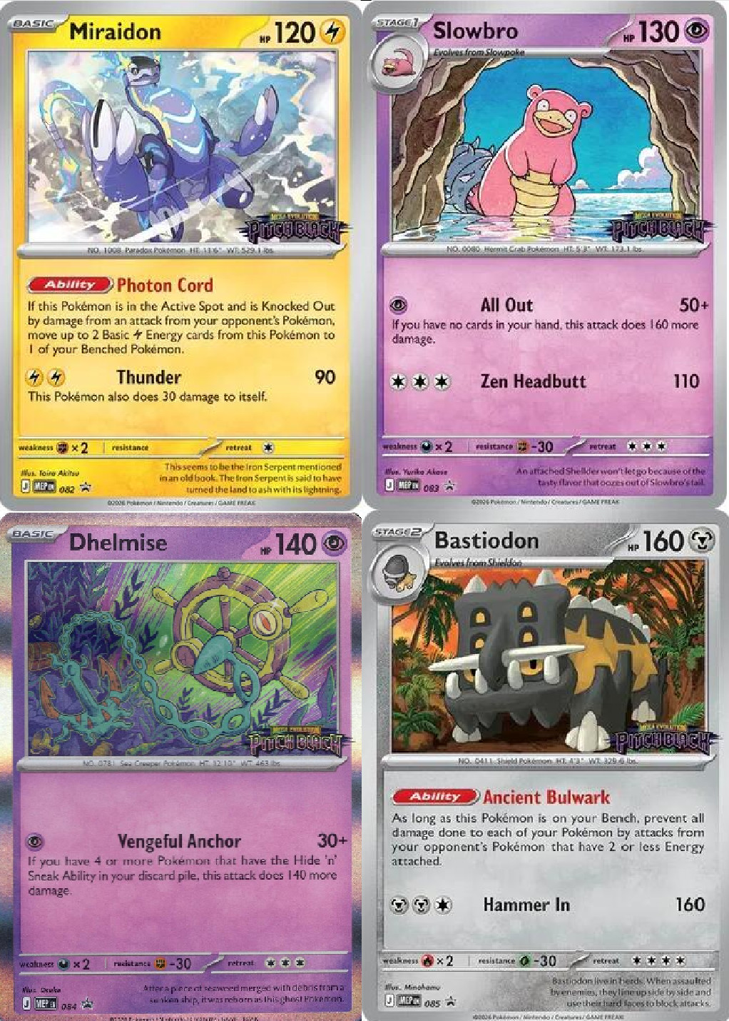 Pokemon Pitch Black Stamped Pre-Release 082 083 084 085 Promo Set Holo MEP