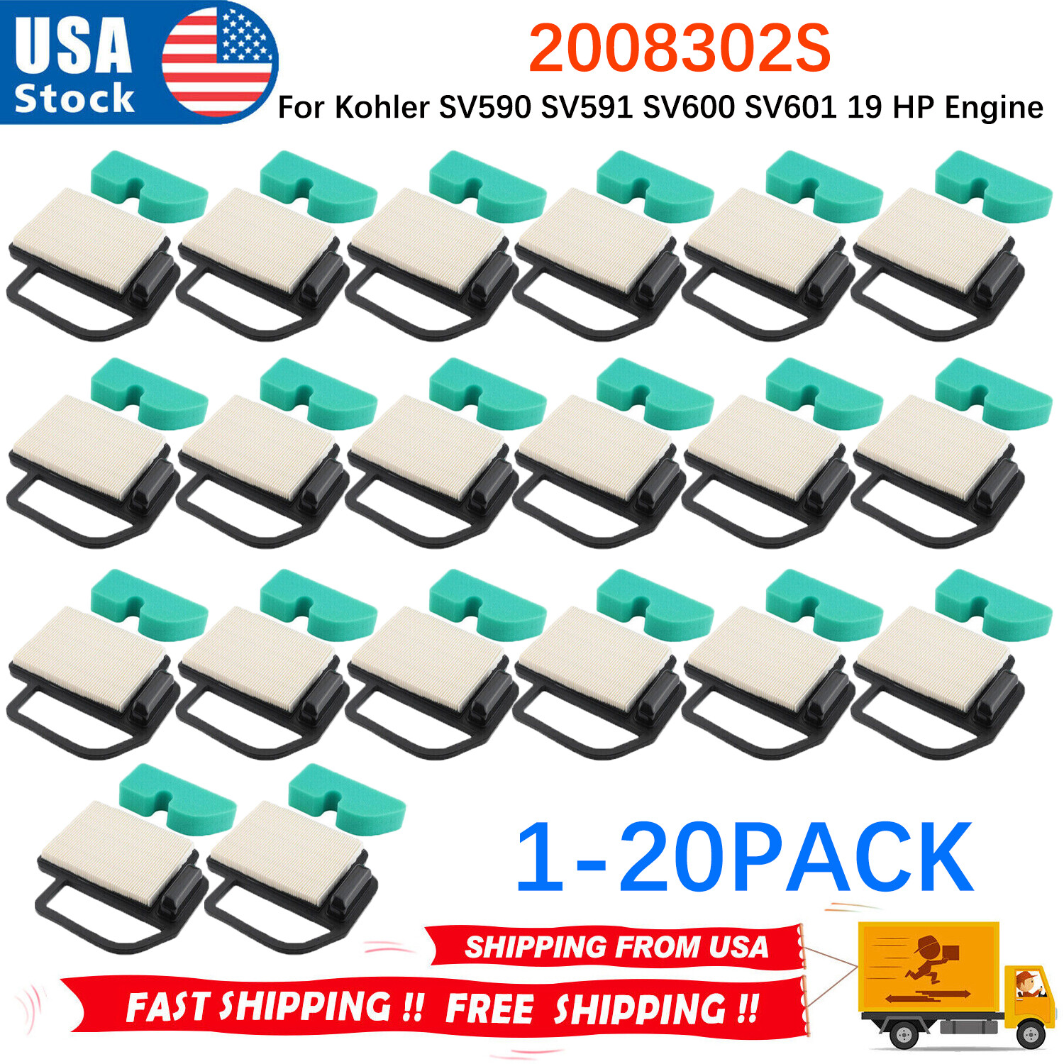 1-20PCS Air Filter For Kohler 20 883 02-S1 20 883 06-S1 KH-20-883-06-S1 Kits