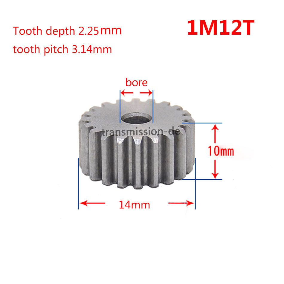 Mod 1/1.5 12T-150T Spur Gear 45# Steel Pinion Gear Thickness 1M-10mm 1.5M-15mm