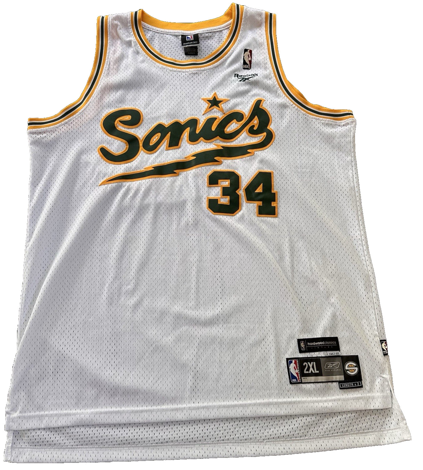 NBA Reebok Hardwood Classic 2XL+2 White Jersey NBA Seattle SuperSonics Ray Allen