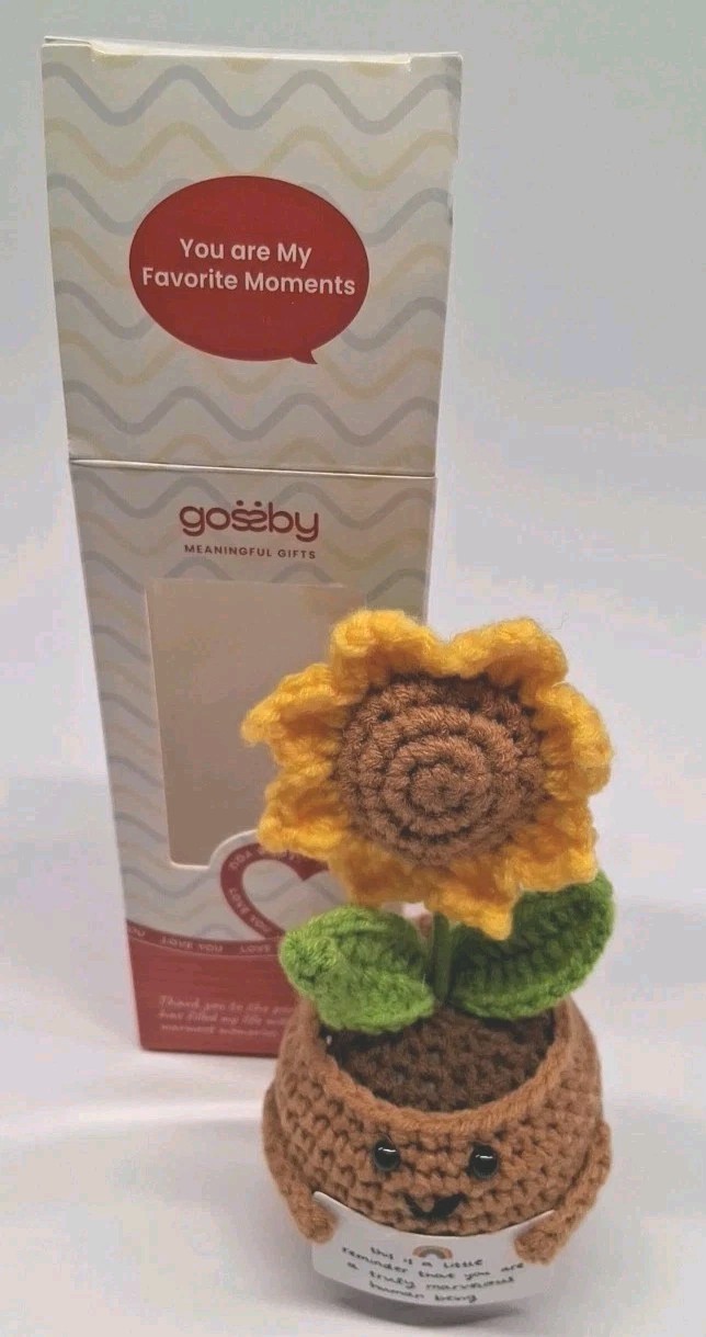 Gossby Little Reminder Crocheted Sunflower in Pot You\'re a Truly Marvelous Human