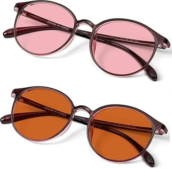 BRADDELL FL-41 Migraine Glasses Light Sensitivity Rose Brown Tint Medium Small