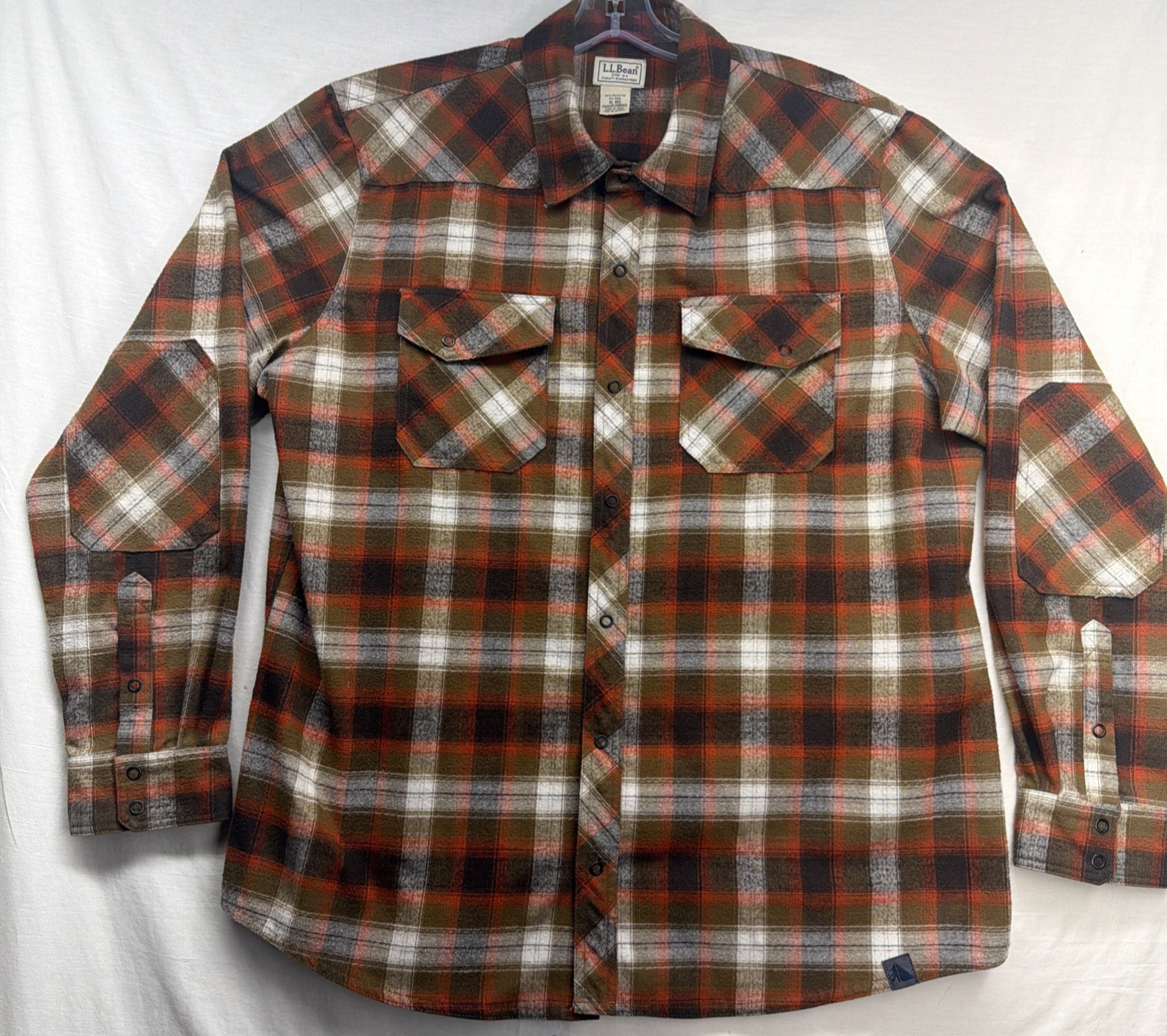 LL Bean Wool Polyester Blend Flannel Snap Shirt Men XL Outdoor Workwear 298102