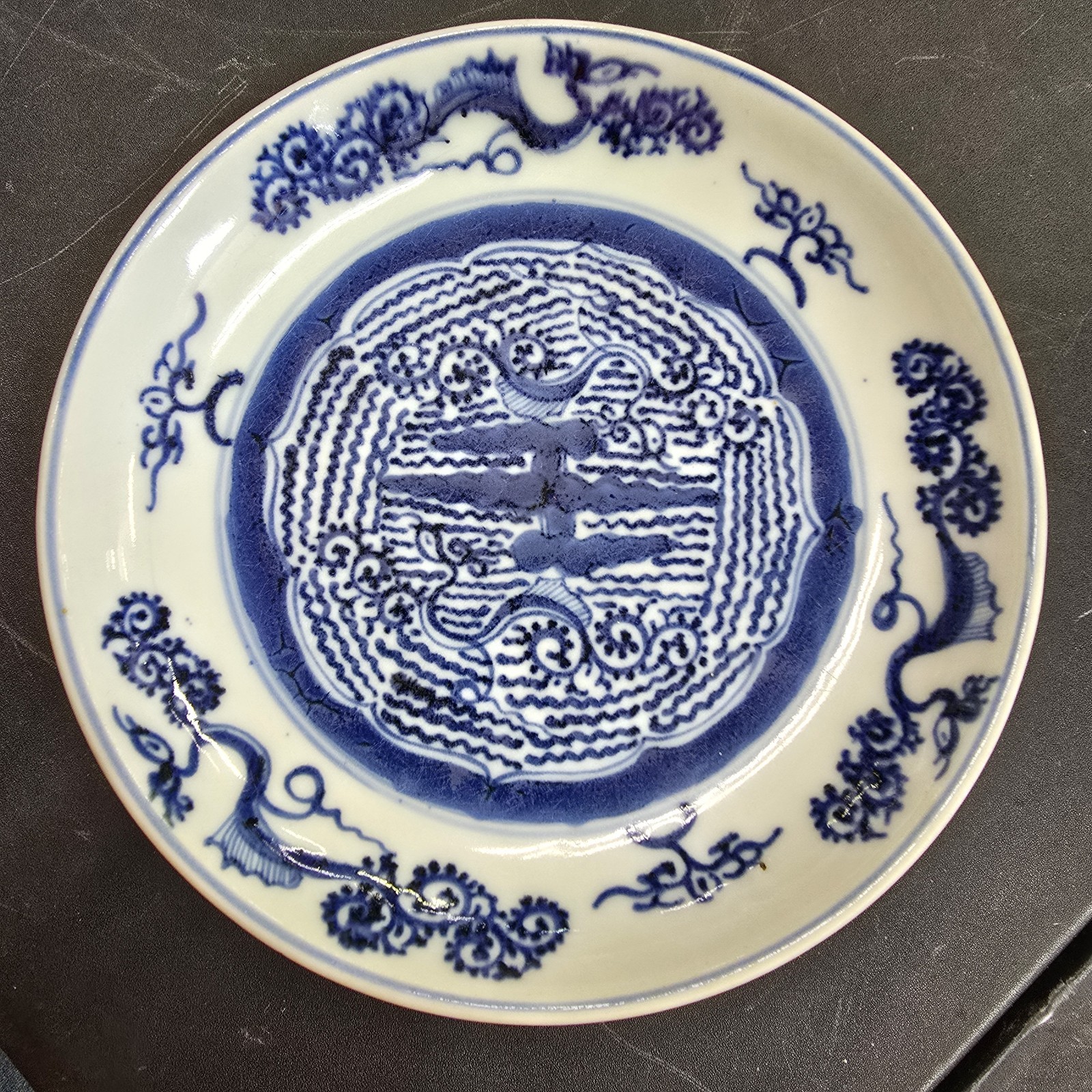 Antique Chinese Dragon&Wave Late Ming/Early Quig Dynasty Blue&White Porcelain 8 Antique Chinese Dragon&Wave Late Ming/Early Quig Dynasty Blue&White Porcelain 8