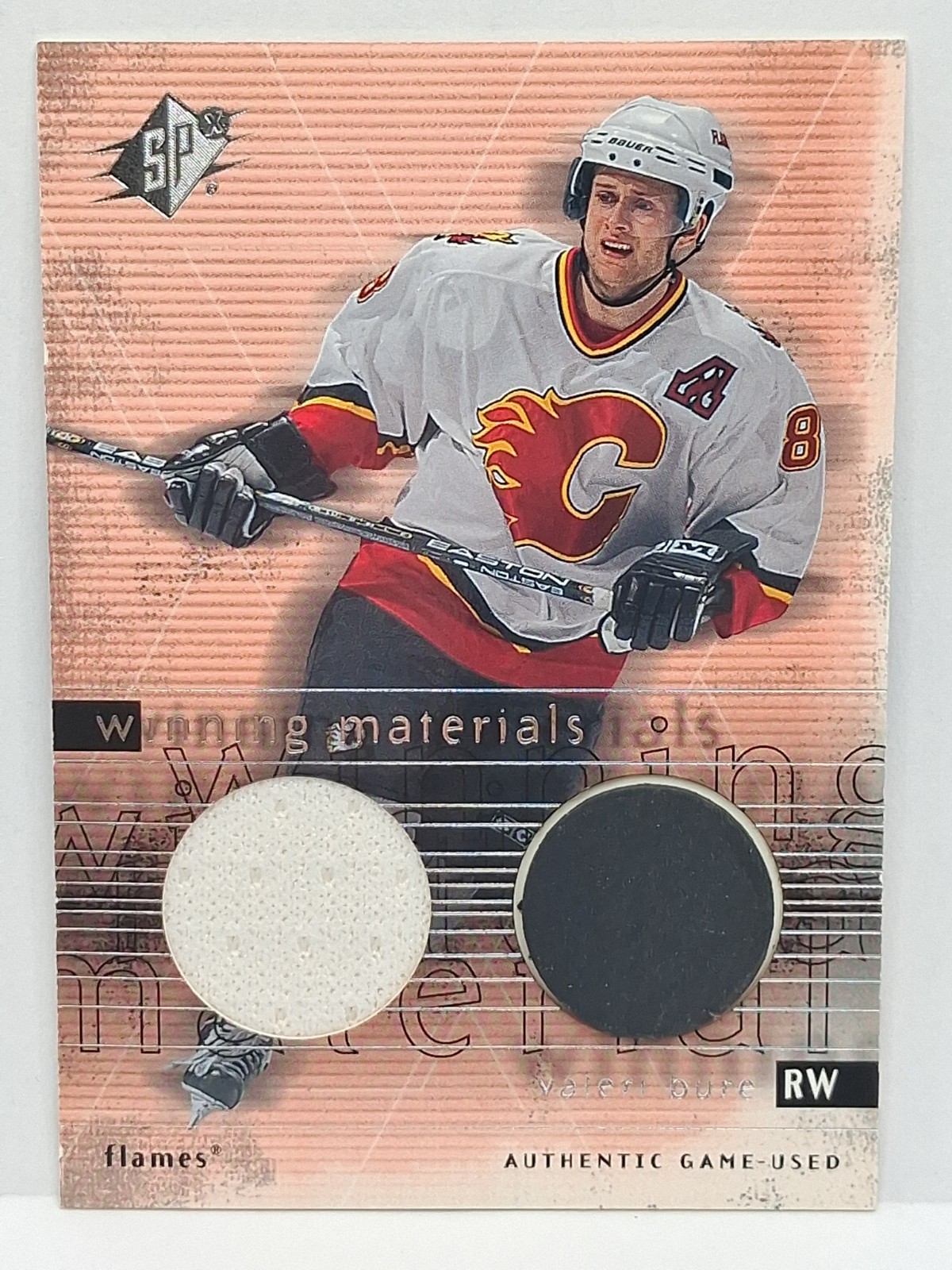 2000-01 SPx Winning Materials Valeri Bure #w-bu Used Jersey And Puck (P8) 2000-01 SPx Winning Materials Valeri Bure #w-bu Used Jersey And Puck (P8)