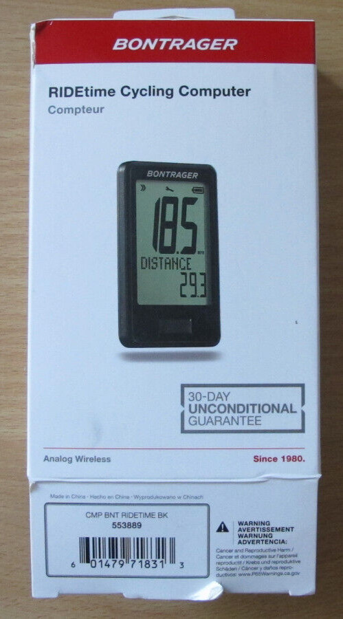 Bontrager Ridetime Cycling Computer Analog Wireless 553889 Open Box Unused