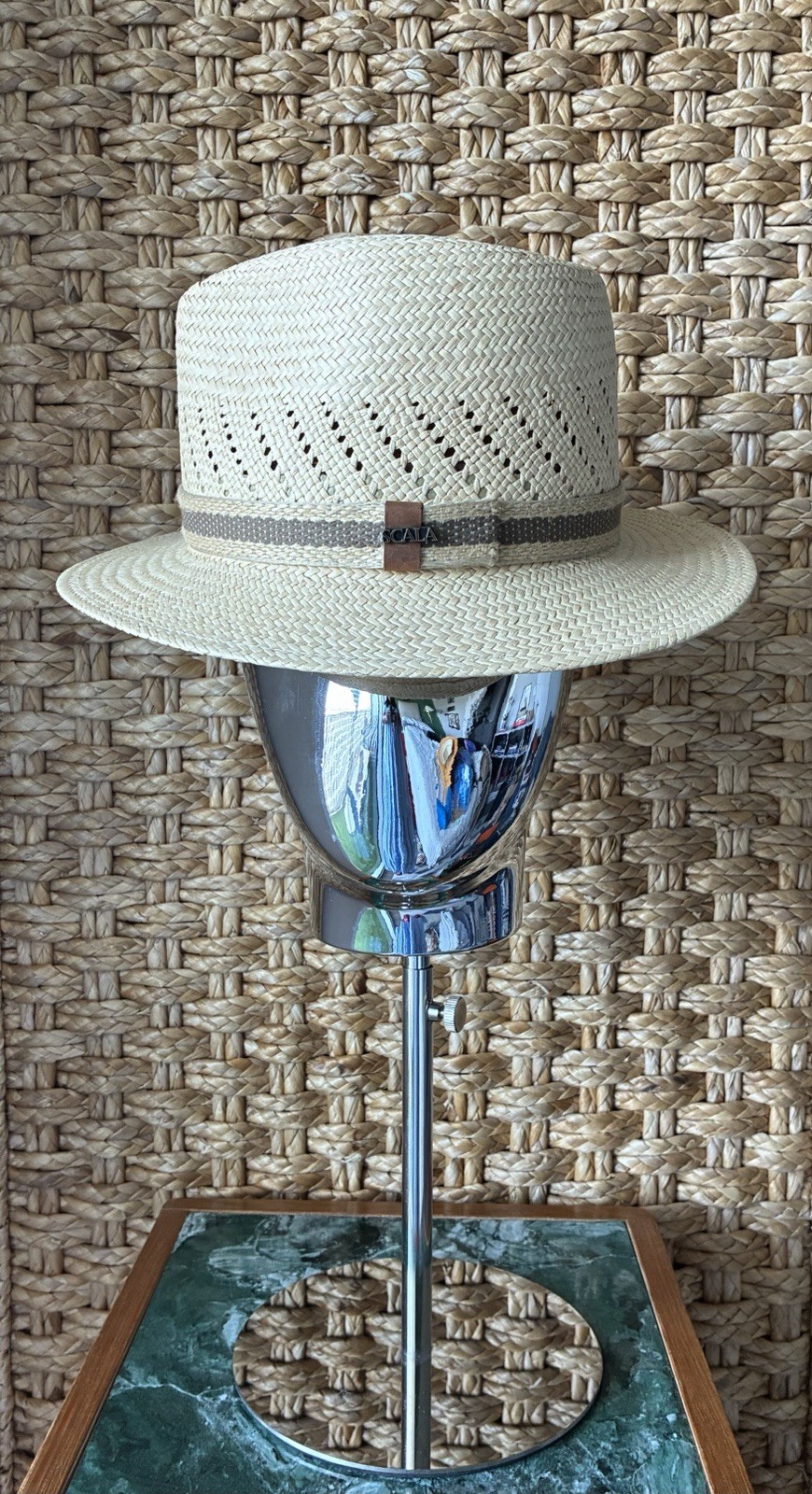 Scala Genuine Panama Hat Men Small 6 3/4-6 7/8 Hand Woven Ecuador Fedora