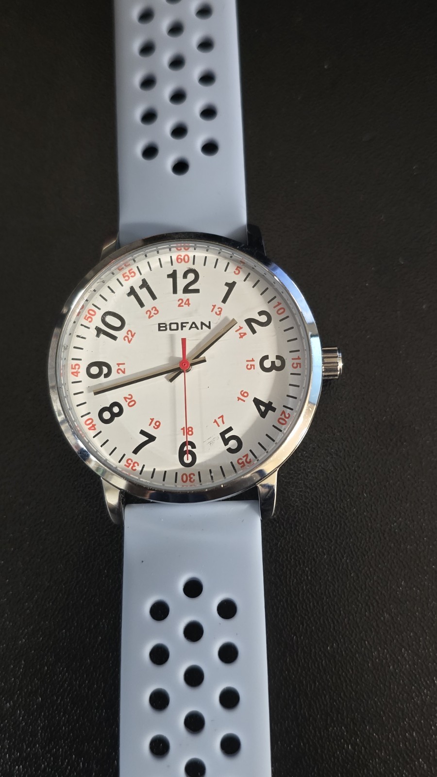 BOFAN Medical Nurse Watch Blue Silicone Band Working
