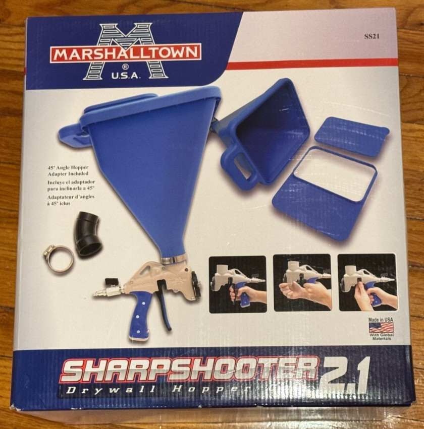 NEW Marshalltown SharpShooter 2.1 Drywall Sprayer Gun with Hopper - Blue