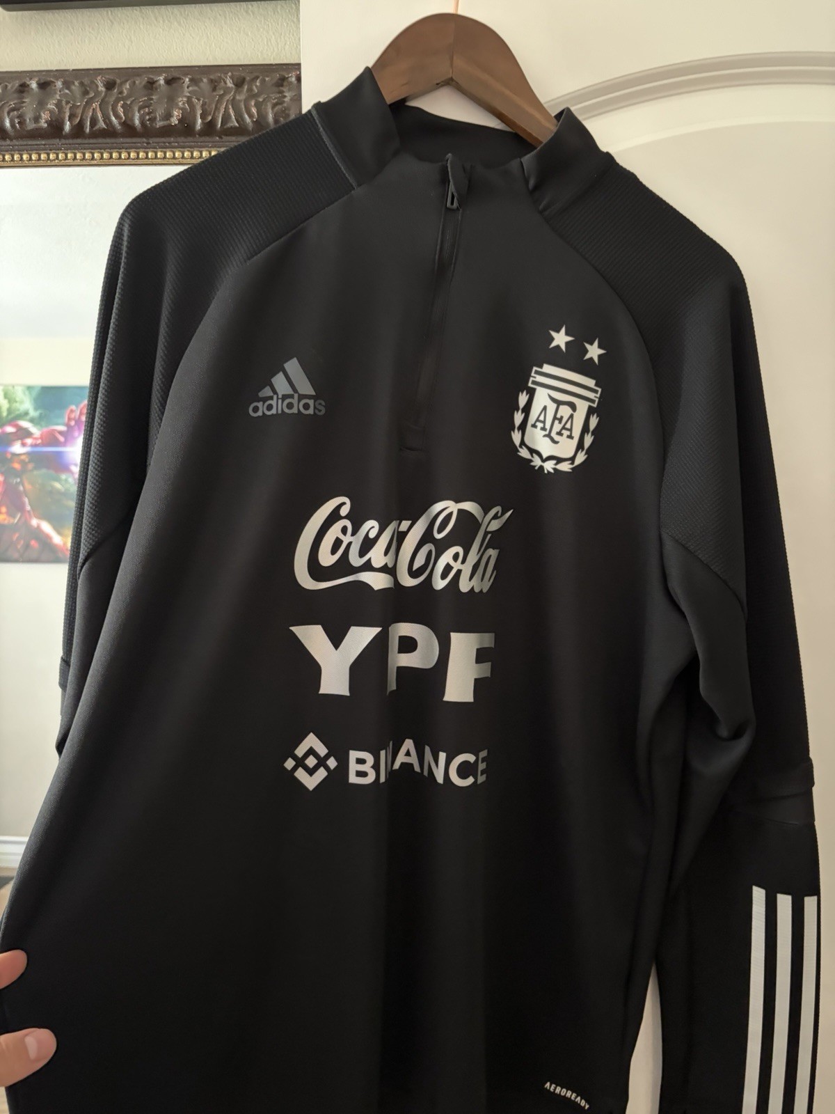 adidas Argentina AFA Black Quarter Zip Soccer Training Jacket