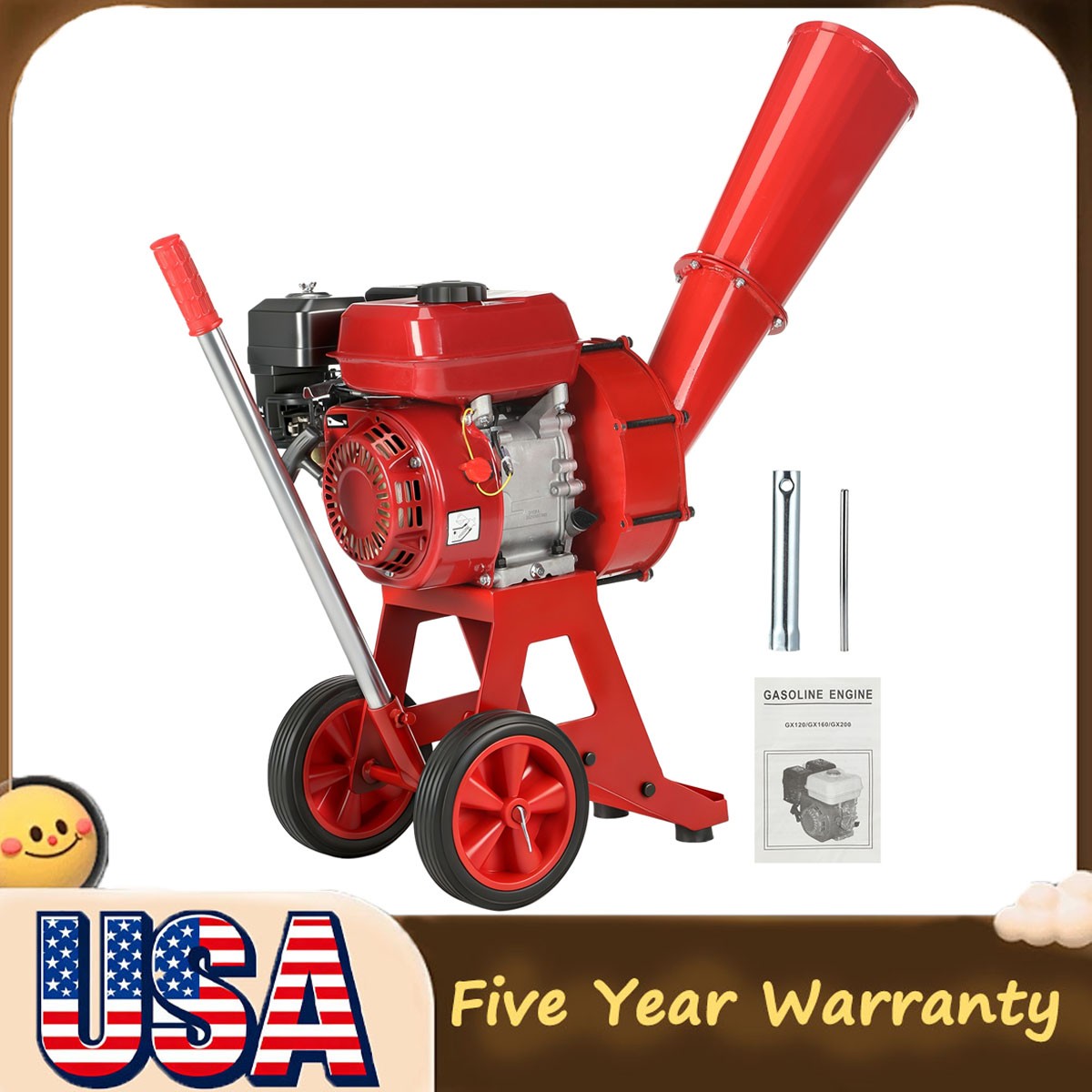Wood Chipper Shredder Mulcher 7.5HP Heavy Duty Gas Powered 3” 212cc 5.5 kW NEW