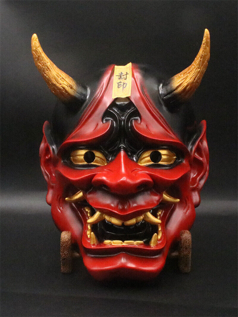Prajna Tengu Cosplay Red/Black Mask Japanese Hannya Devil Demon Oni Samurai Mask Prajna Tengu Cosplay Red/Black Mask Japanese Hannya Devil Demon Oni Samurai Mask