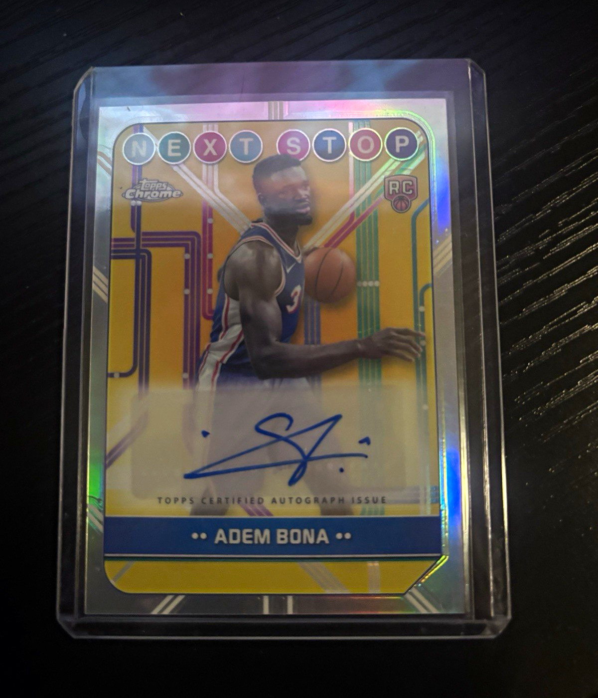 Topps 2024-25 Chrome Adem Bona Philadelphia 76ers Next Stop RC Auto Refractor