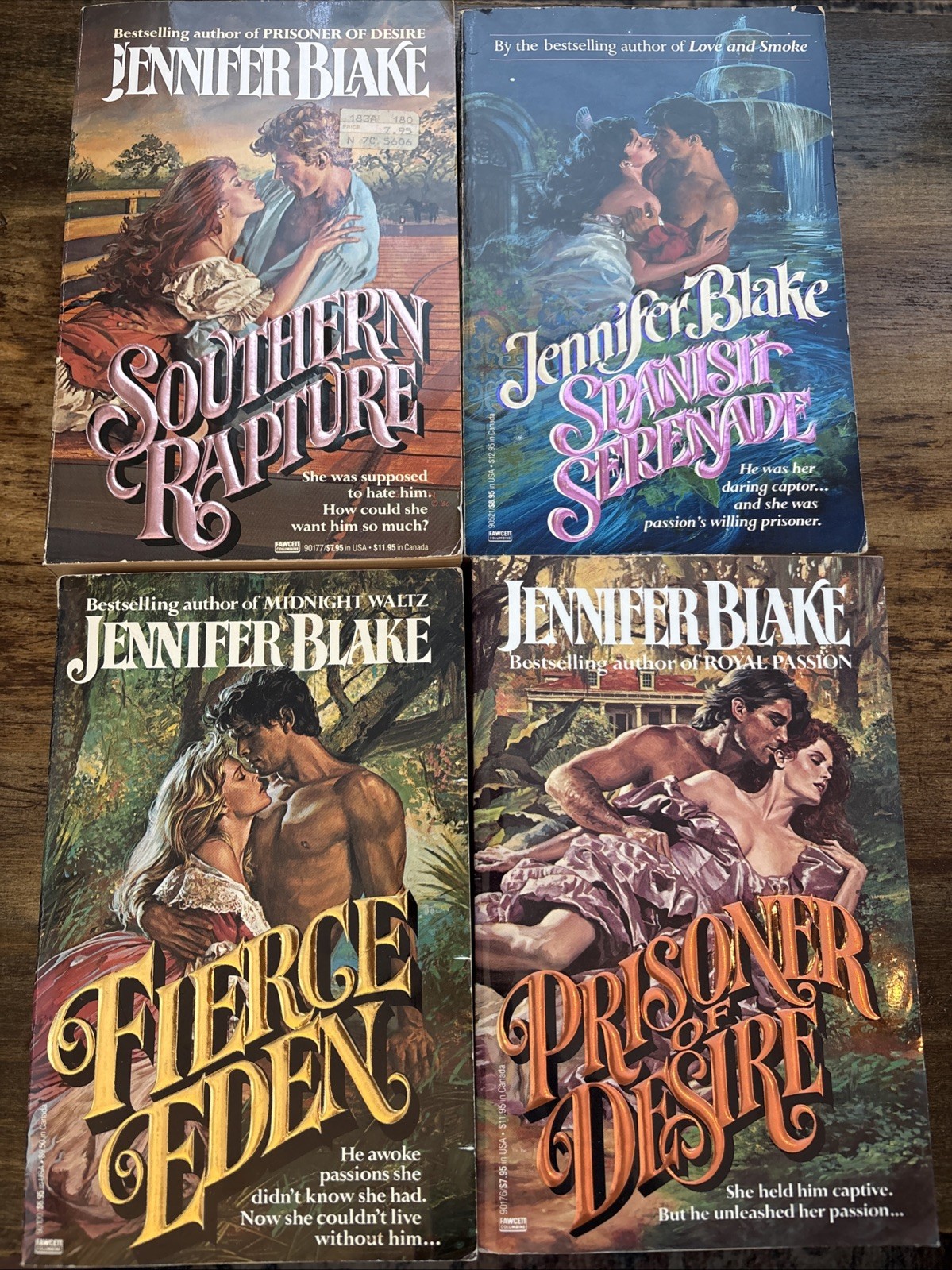 Lot 4 Vintage Jennifer Blake Historical Romance Trade PB Bodice Ripper Novels