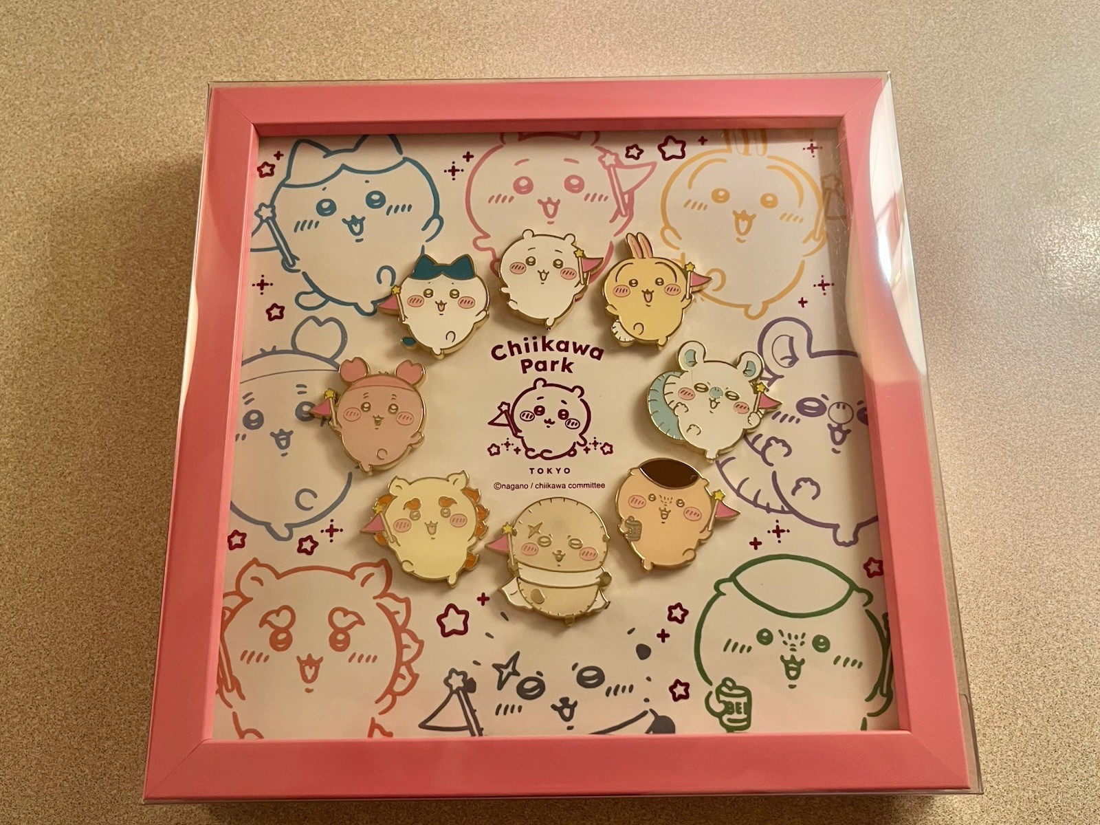 Chiikawa Park Framed Pin Badge Set Official Display Collection Japan