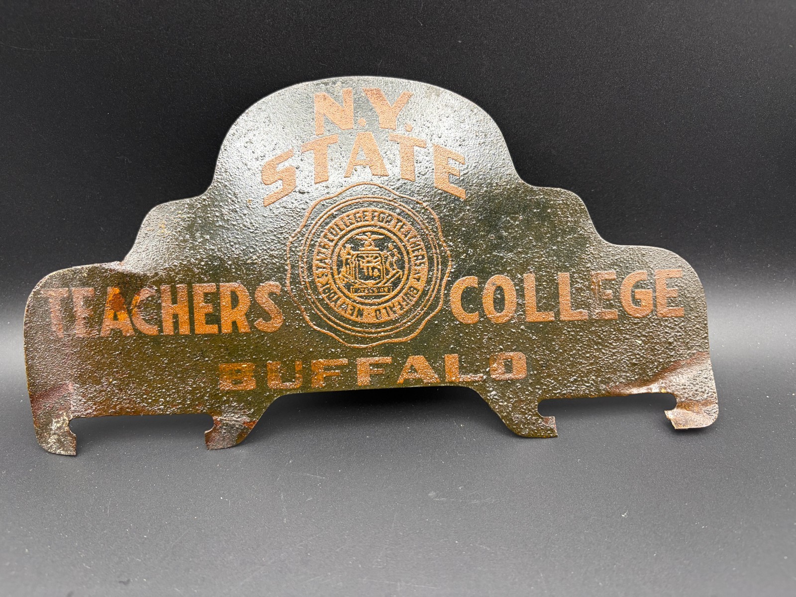 Vintage Original RARE NY STATE TEACHERS COLLEGE BUFFALO 1940'S-1950'S METAL SIGN