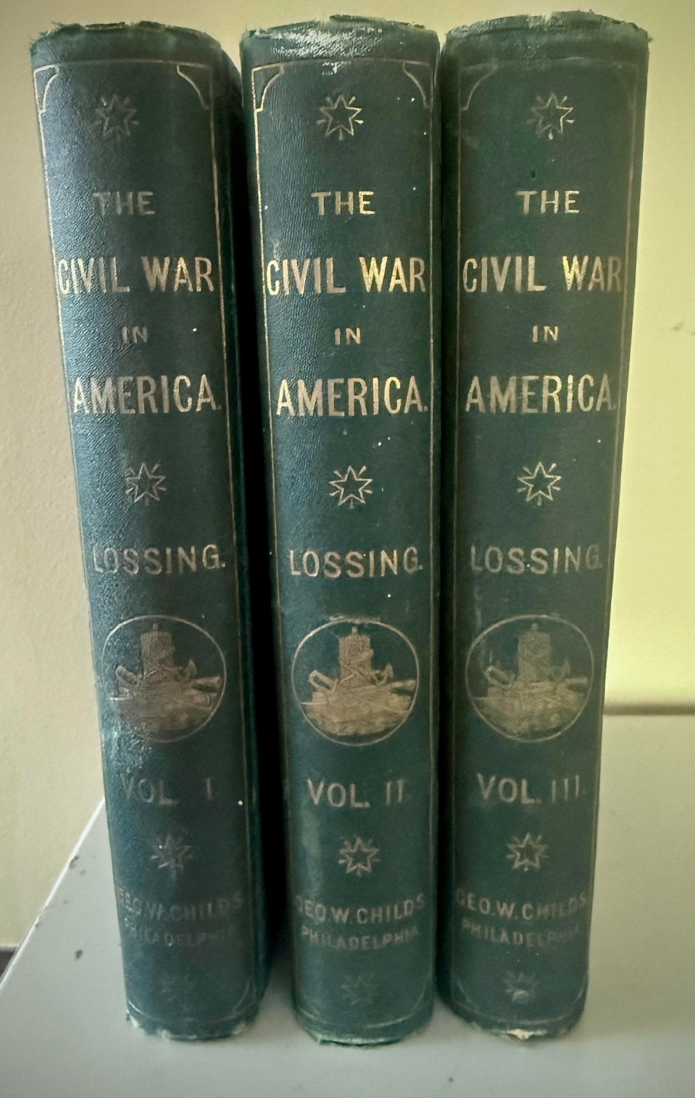 1866 Benson Lossing Civil War 3 Vol Set Illustrated History 1st Ed George Childs