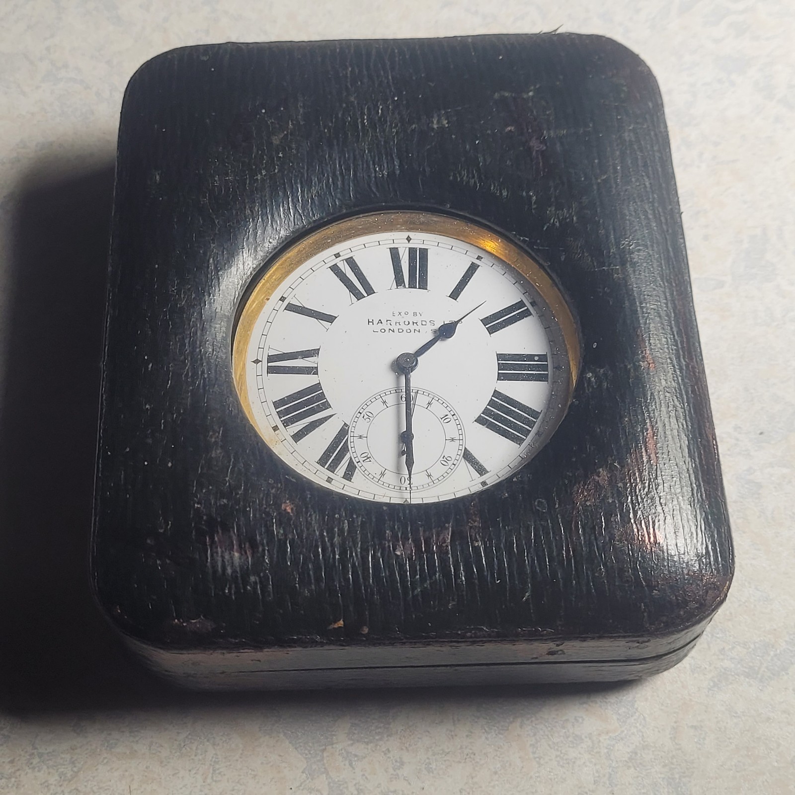 Antique Swiss Made Harrods Goliath Travelling Cased Large Pocket Watch Clock