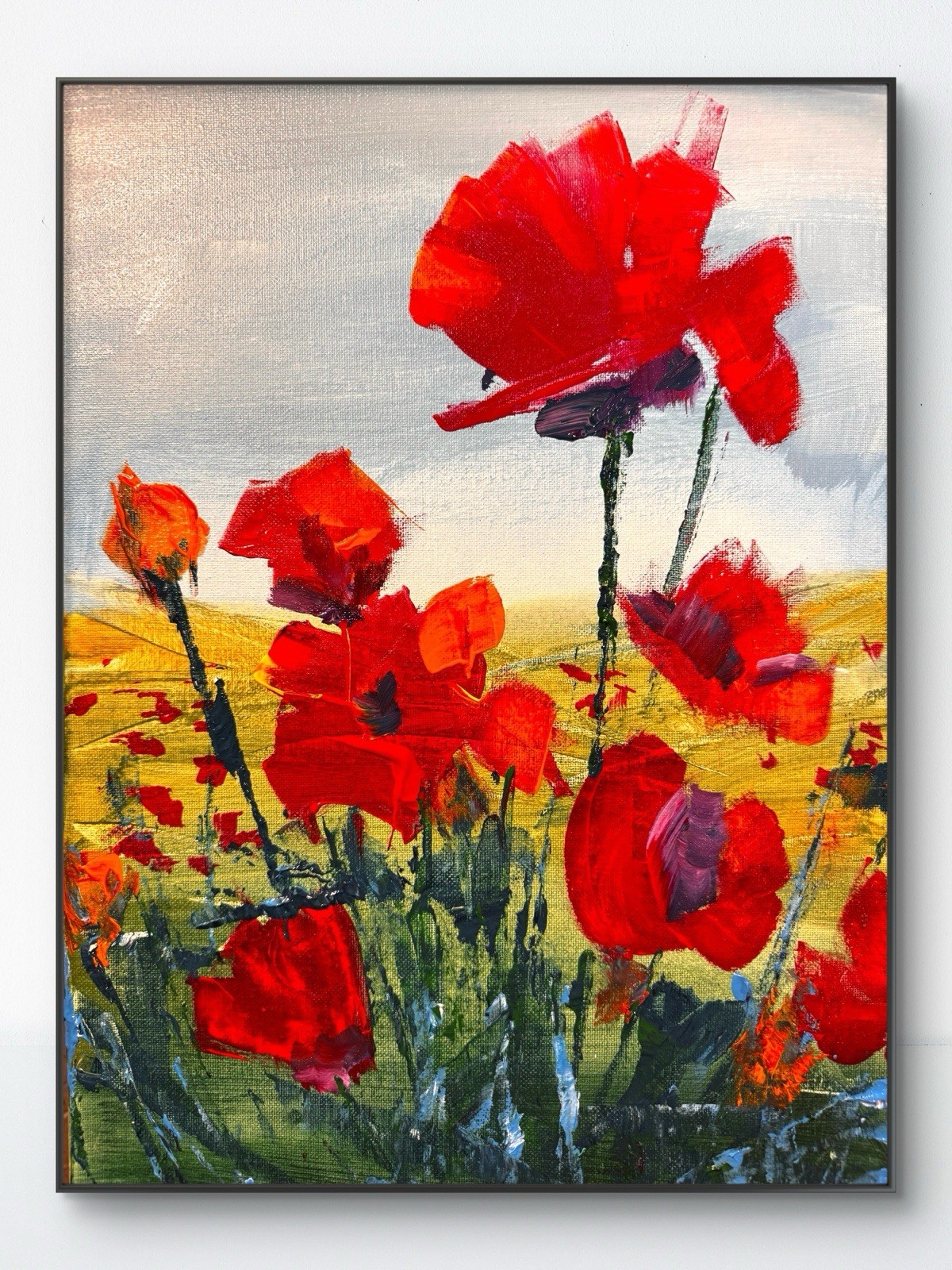 SAMATOWIC Original Abstract Expressionism Poppies Flowers 12x16 Signed Art 570