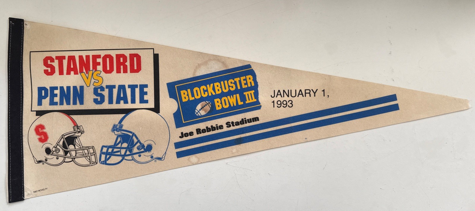 ￼ Vintage Stanford Versus Penn State Blockbuster Boehle Three 1993 Pennant