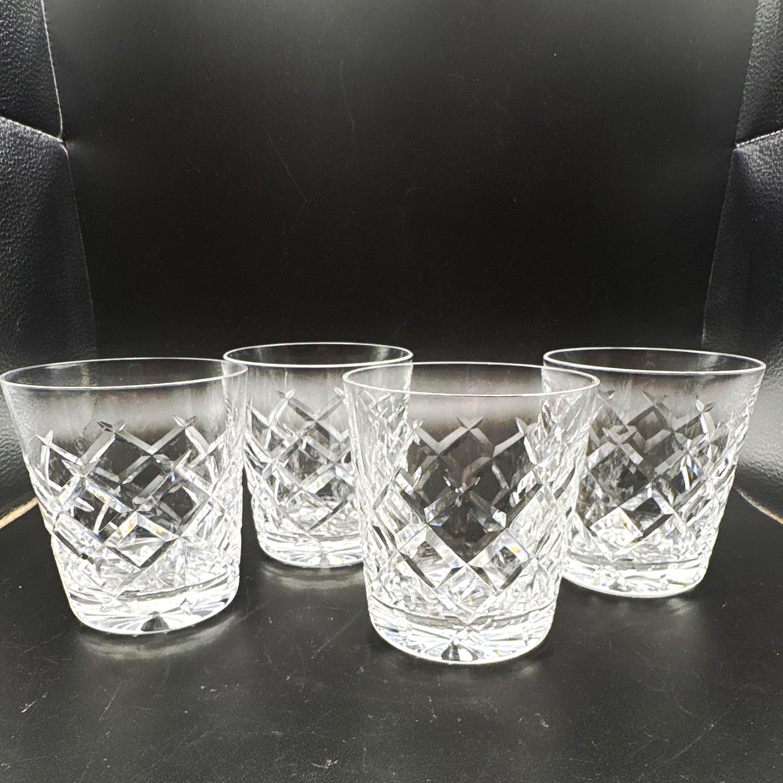 Set of 4 Signed Waterford Diamond Pattern 6 oz Rocks Glasses