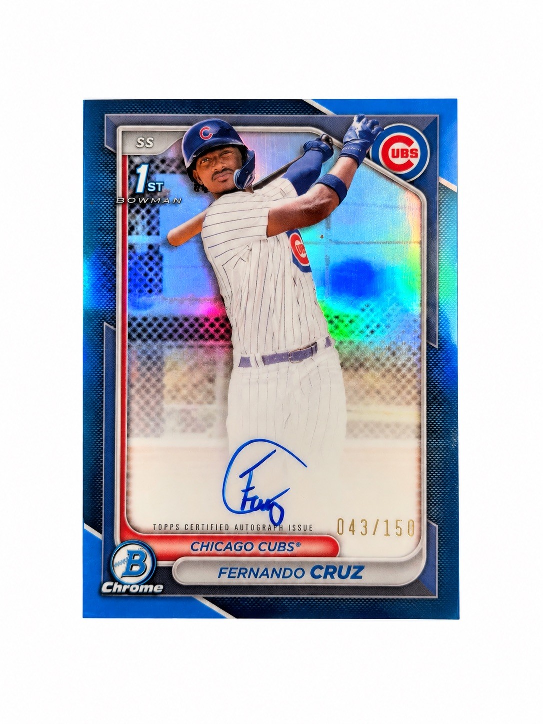 2024 Bowman Chrome 1st Bowman Fernando Cruz TRUE BLUE Refractor Auto /150 2024 Bowman Chrome 1st Bowman Fernando Cruz TRUE BLUE Refractor Auto /150