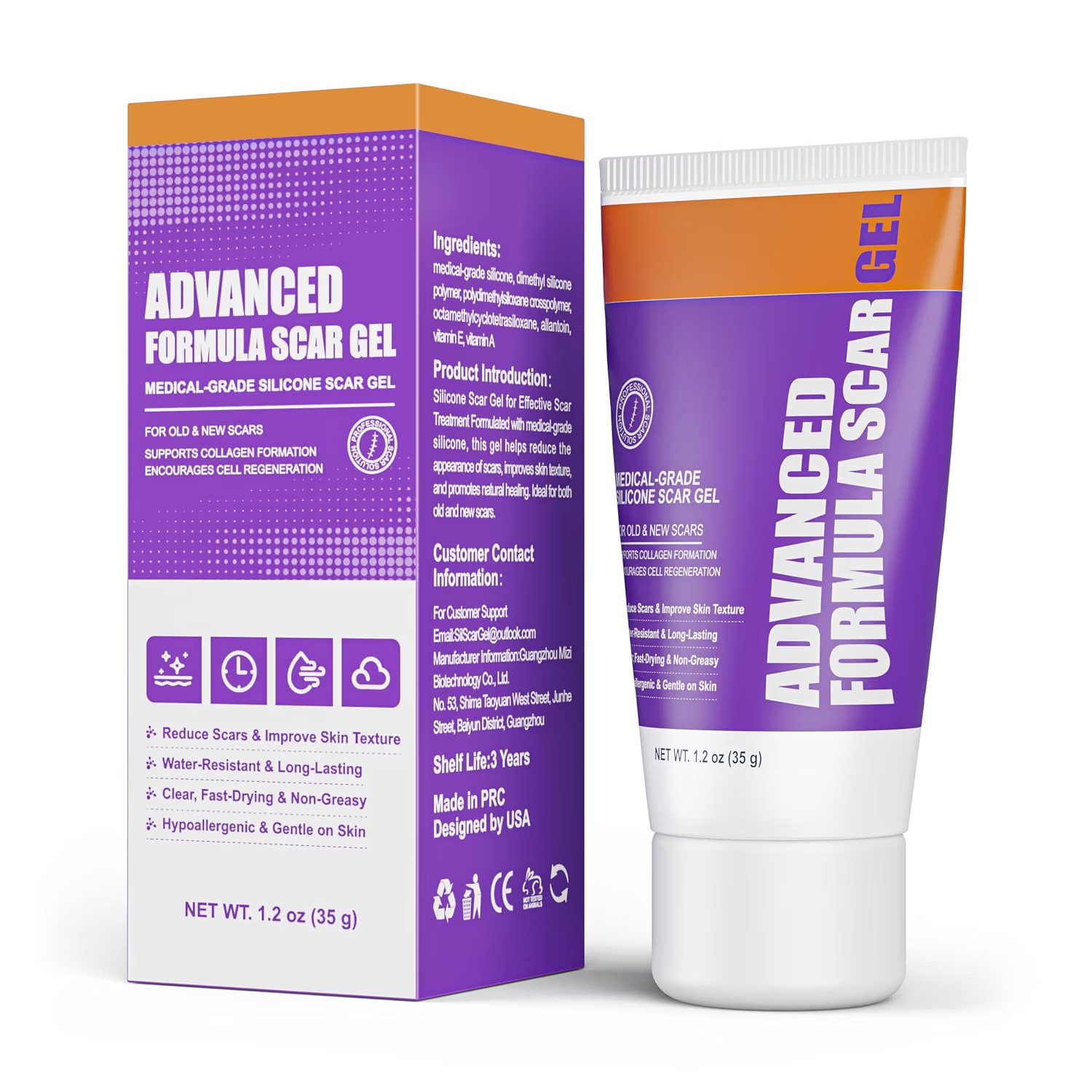 Advanced Scar Gel – Silicone Scar Gel for Keloid Bump Removal, Post-Surgery Scar