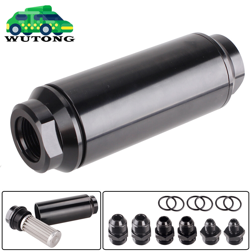 Universal Racing In-Line Fuel Filter With AN 6 8 10 Fittings Adapter 40 Micron Universal Racing In-Line Fuel Filter With AN 6 8 10 Fittings Adapter 40 Micron