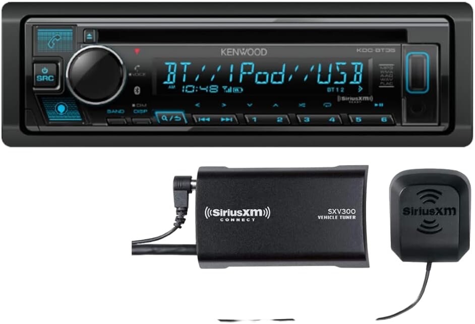 KENWOOD KDC-BT35 CD Car Stereo w/ Bluetooth, USB , Alexa, + SIRIUS-XM SXV300V1