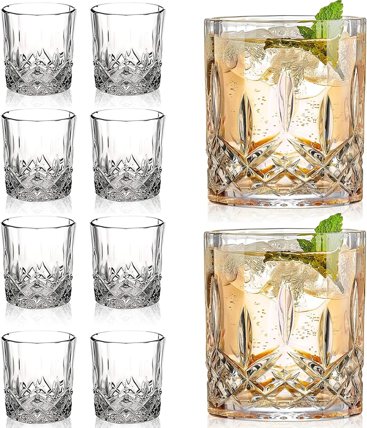 Crystal Whiskey Glasses Set of 8(Buy 6, Get 2 Free), 11 OZ Old Fashioned Whiskey Crystal Whiskey Glasses Set of 8(Buy 6, Get 2 Free), 11 OZ Old Fashioned Whiskey