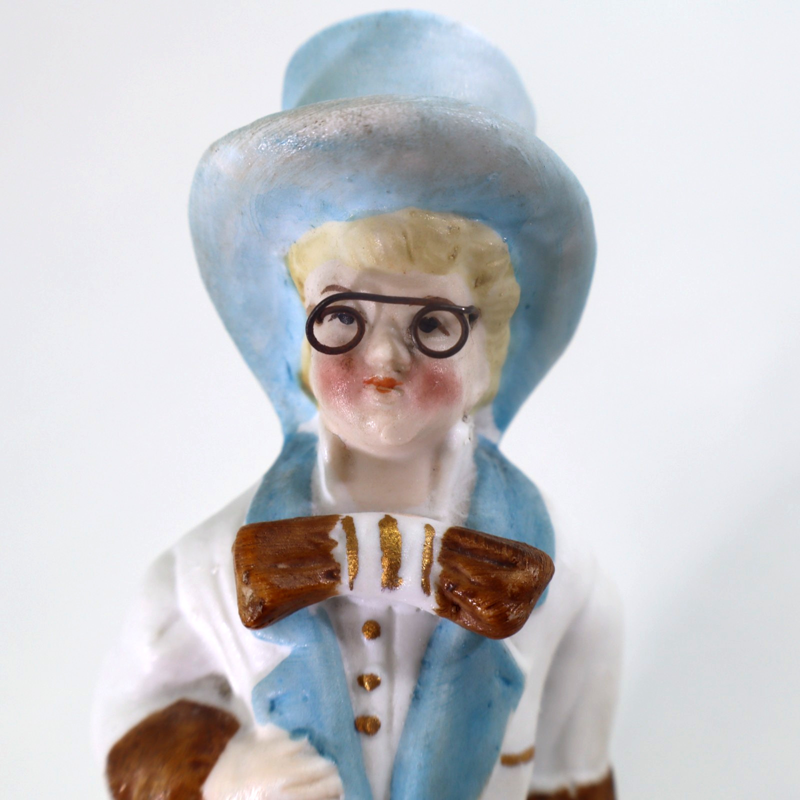 Antique German bisque porcelain Fairing Figurine Man Boy glasses 5.5