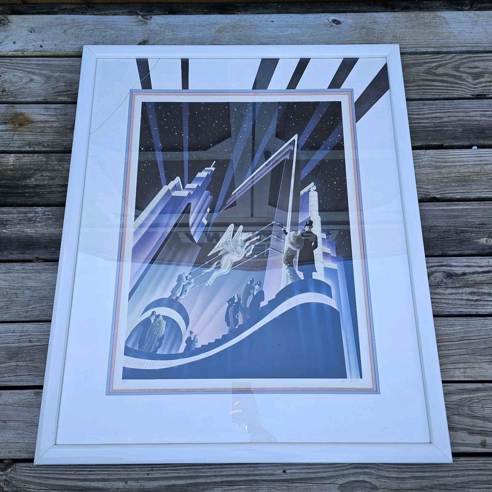 Robert Hoppe Pegasus Art Deco Lithograph Signed