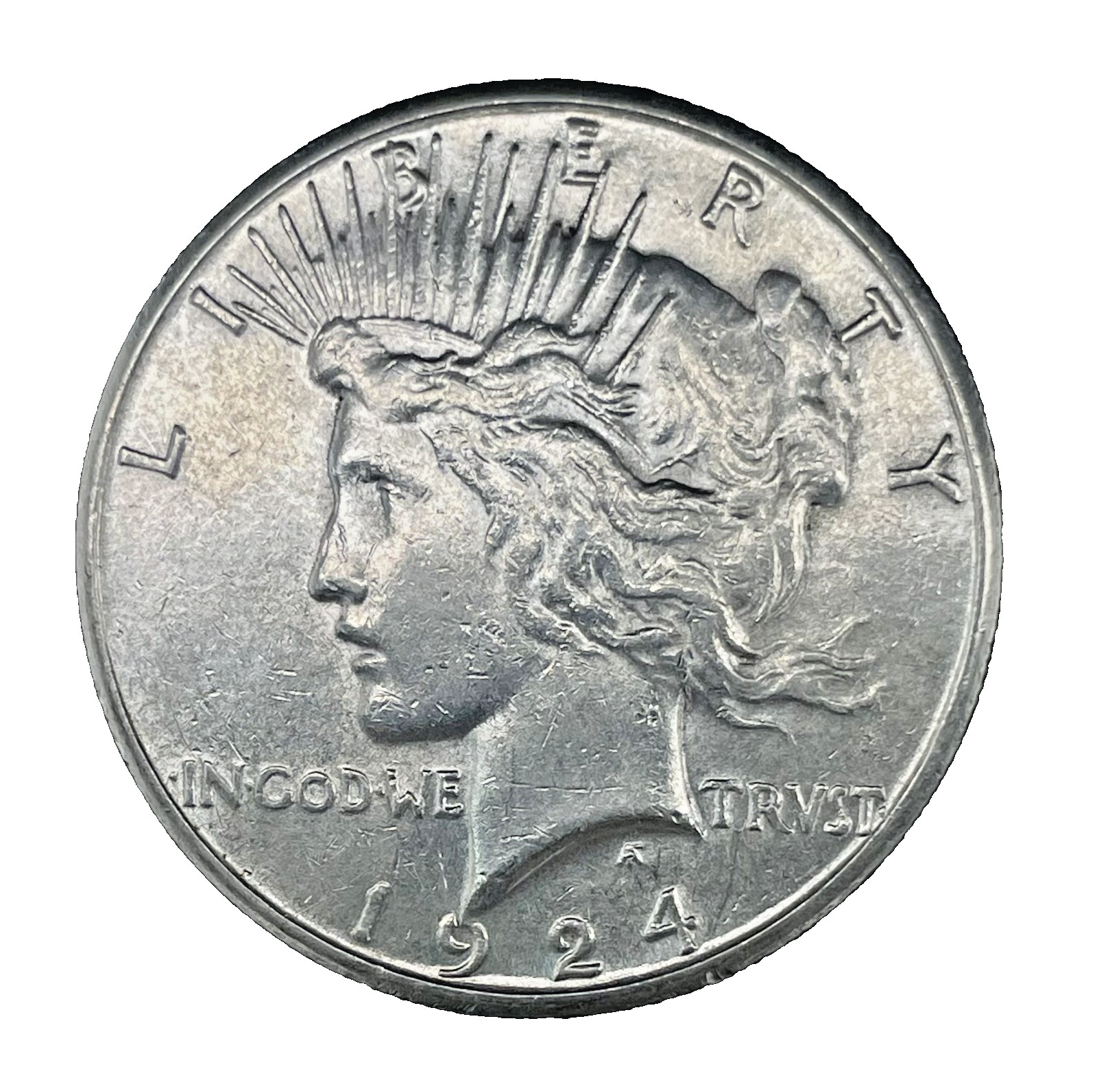 1924-S Peace Silver Dollar Choice AU ++ / UNC $1 US Coin # 527