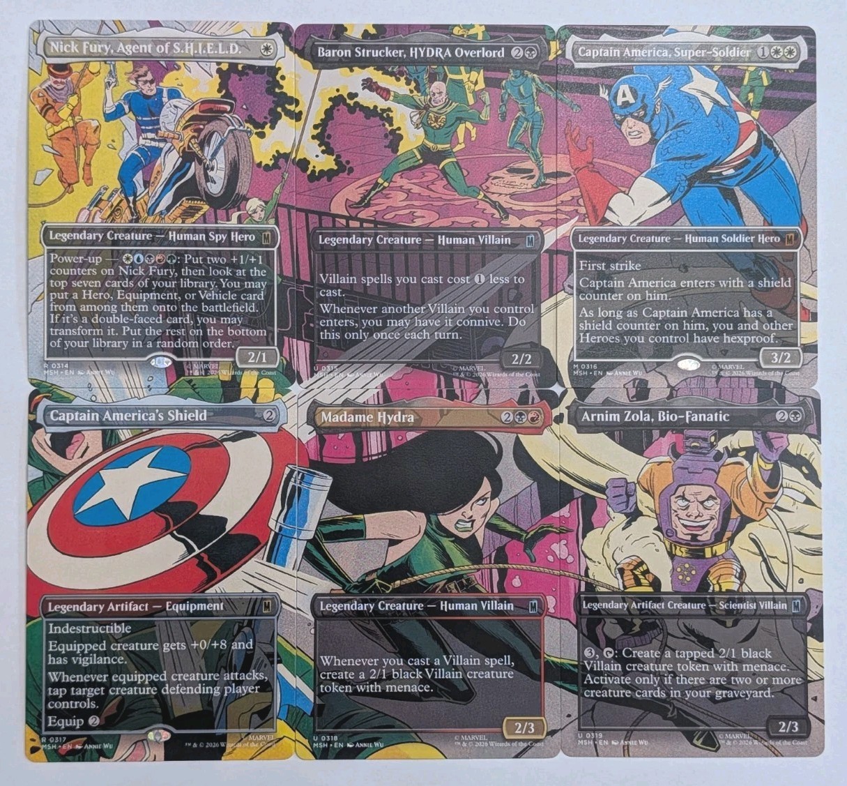 MARVEL MTG Cap versus HYDRA COMPLETE SCENE Set of 6 Marvel Magic Cards