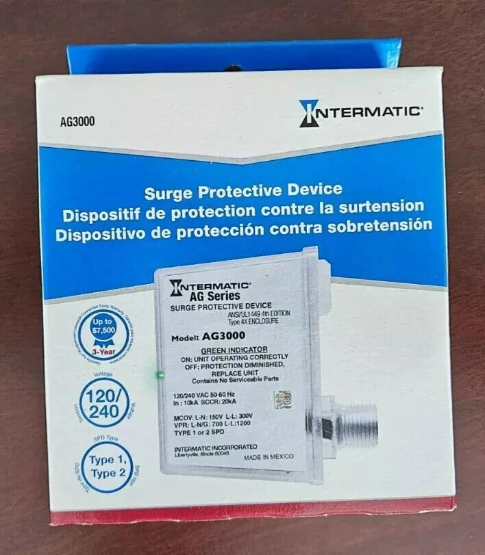 Intermatic AG3000 120/240 VAC Universal HVAC Surge Protective Device NEW Intermatic AG3000 120/240 VAC Universal HVAC Surge Protective Device NEW