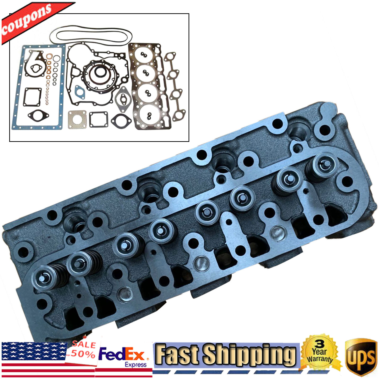 Cylinder Head Full Gasket Kit Set Fits Kubota V1505 V1505T V1505D Direct Replace