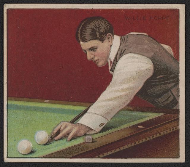 Photo:Willie Hoppe 1910 Billiards Cigarette Card Shooting Pool