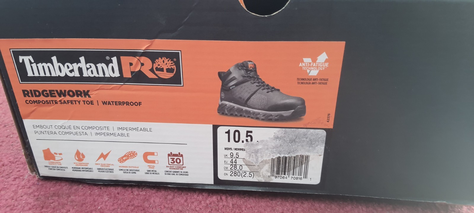 Timberland Pro Men’s Ridgework, Black Waterproof Comp Toe Work Boots Sizes 9-10 Timberland Pro Men’s Ridgework, Black Waterproof Comp Toe Work Boots Sizes 9-10
