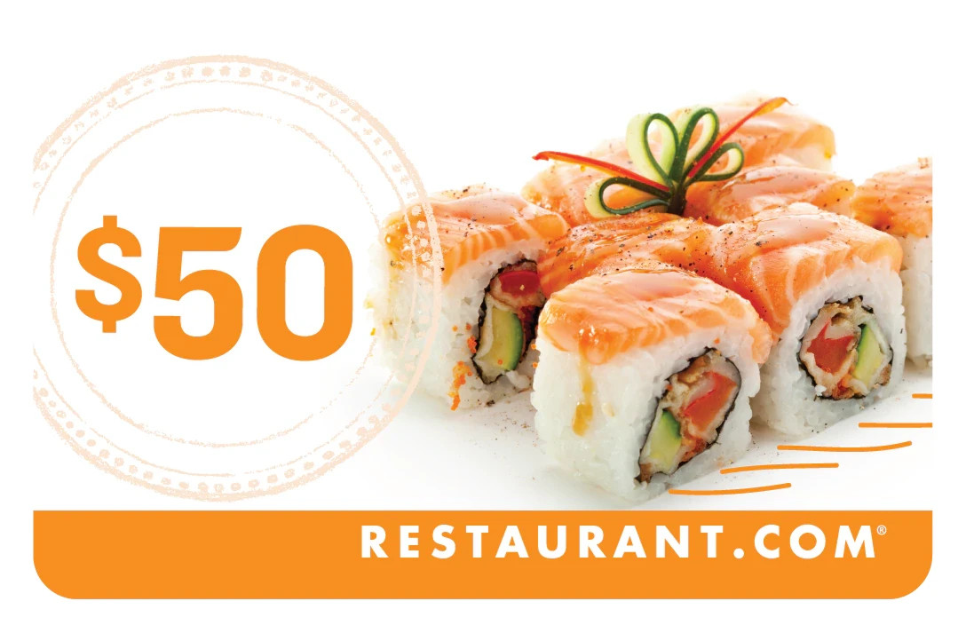 (2) $50.00 gift card for Restaurant.com - electronic delivery ($100 total)