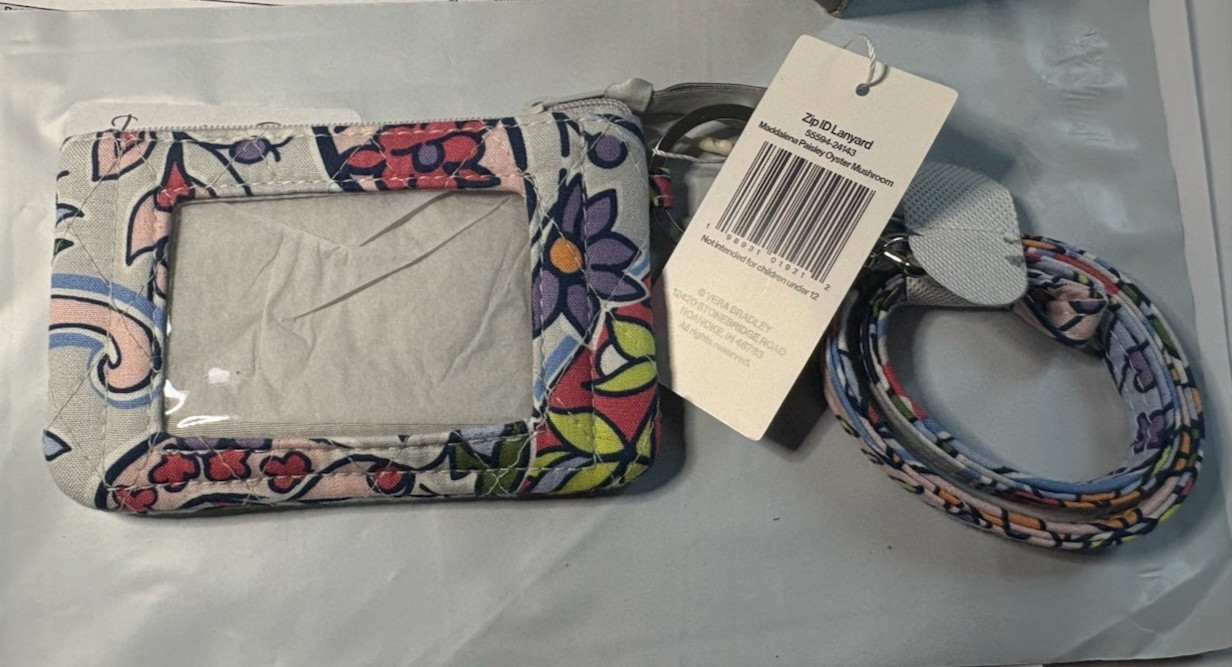 Vera Bradley MEDALLION PAISLEY Zip ID Case & Lanyard SET Card Holder NWT Vera Bradley MEDALLION PAISLEY Zip ID Case & Lanyard SET Card Holder NWT