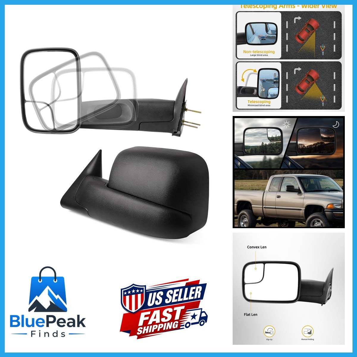 DWVO Towing Mirrors Fit 1994-2001 Ram 1500, 1994-2002 Ram 2500 3500 DWVO Towing Mirrors Fit 1994-2001 Ram 1500, 1994-2002 Ram 2500 3500