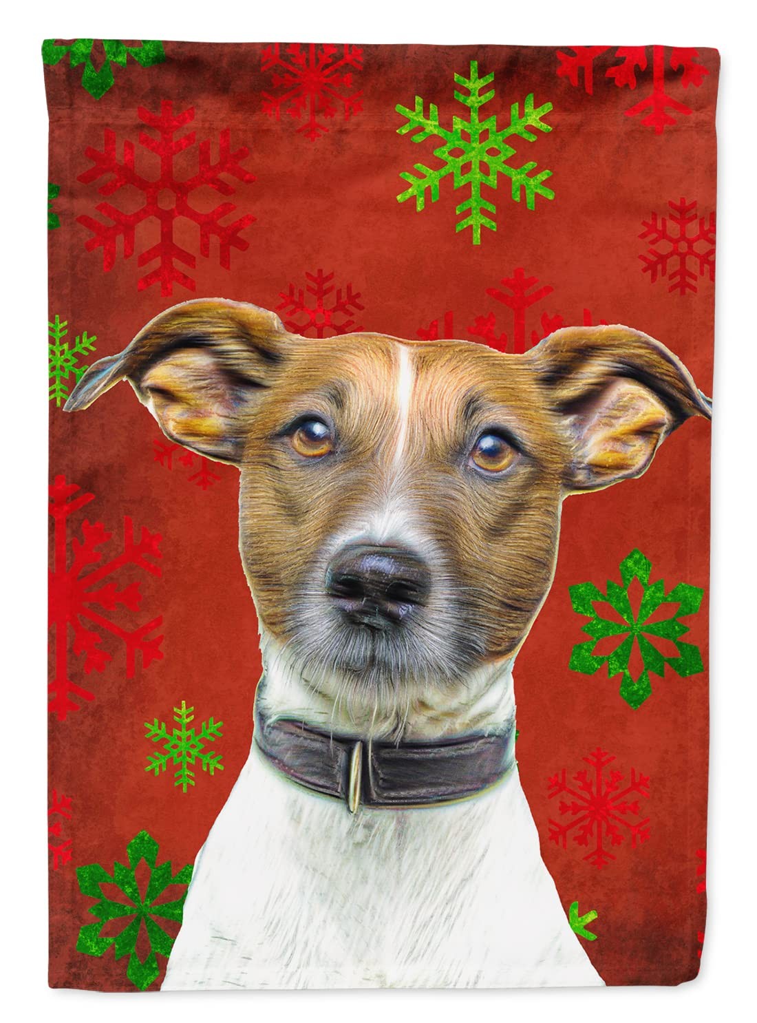Caroline\'s Treasures KJ1183CHF Red Snowflakes Jack Russell Terrier House Flag