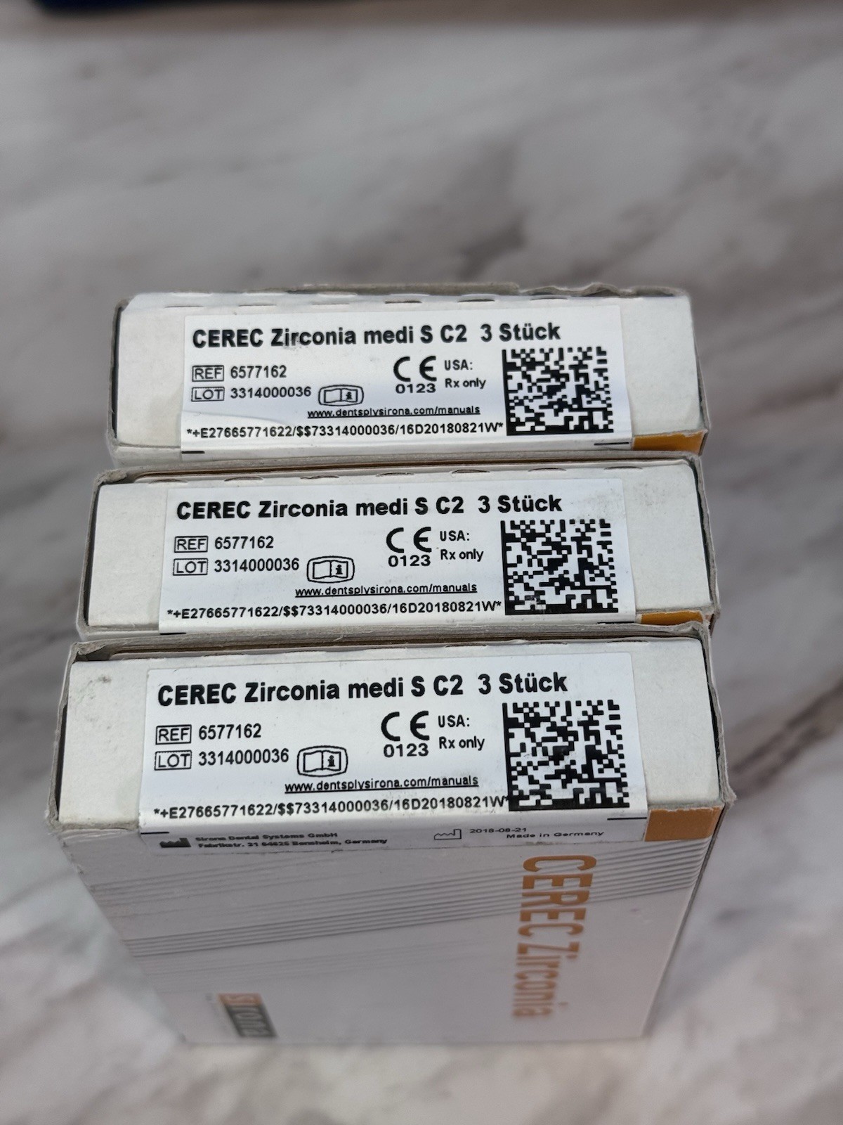 Dentsply Sirona CEREC Zirconia medi S C2 3 Blocks REF 6577162 NEW