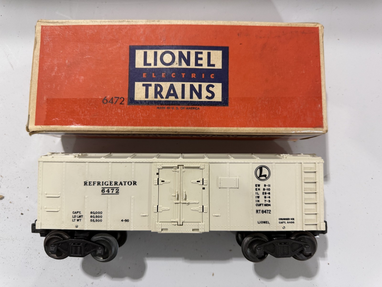 Lionel Postwar 6472 Refrigerator Car w/ Box