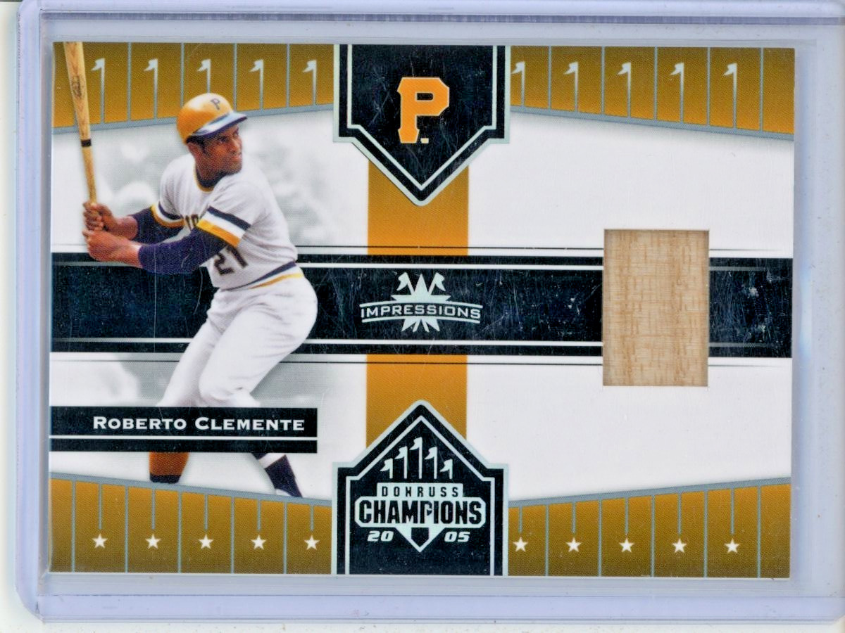 2005 Donruss Champions Roberto Clemente game used relic baseball card HOF Pirate 2005 Donruss Champions Roberto Clemente game used relic baseball card HOF Pirate