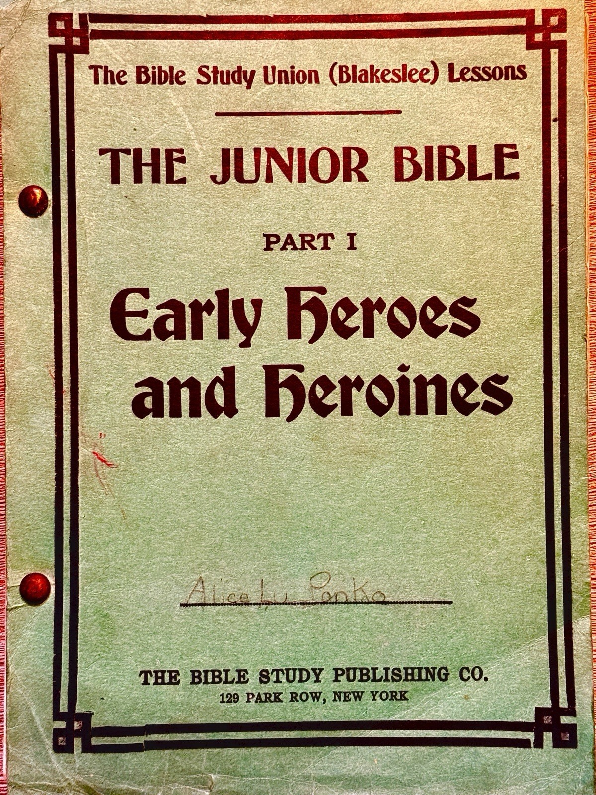 Antique 1909 Junior Bible Early Heroes Heroines Illustrated Sunday School Book