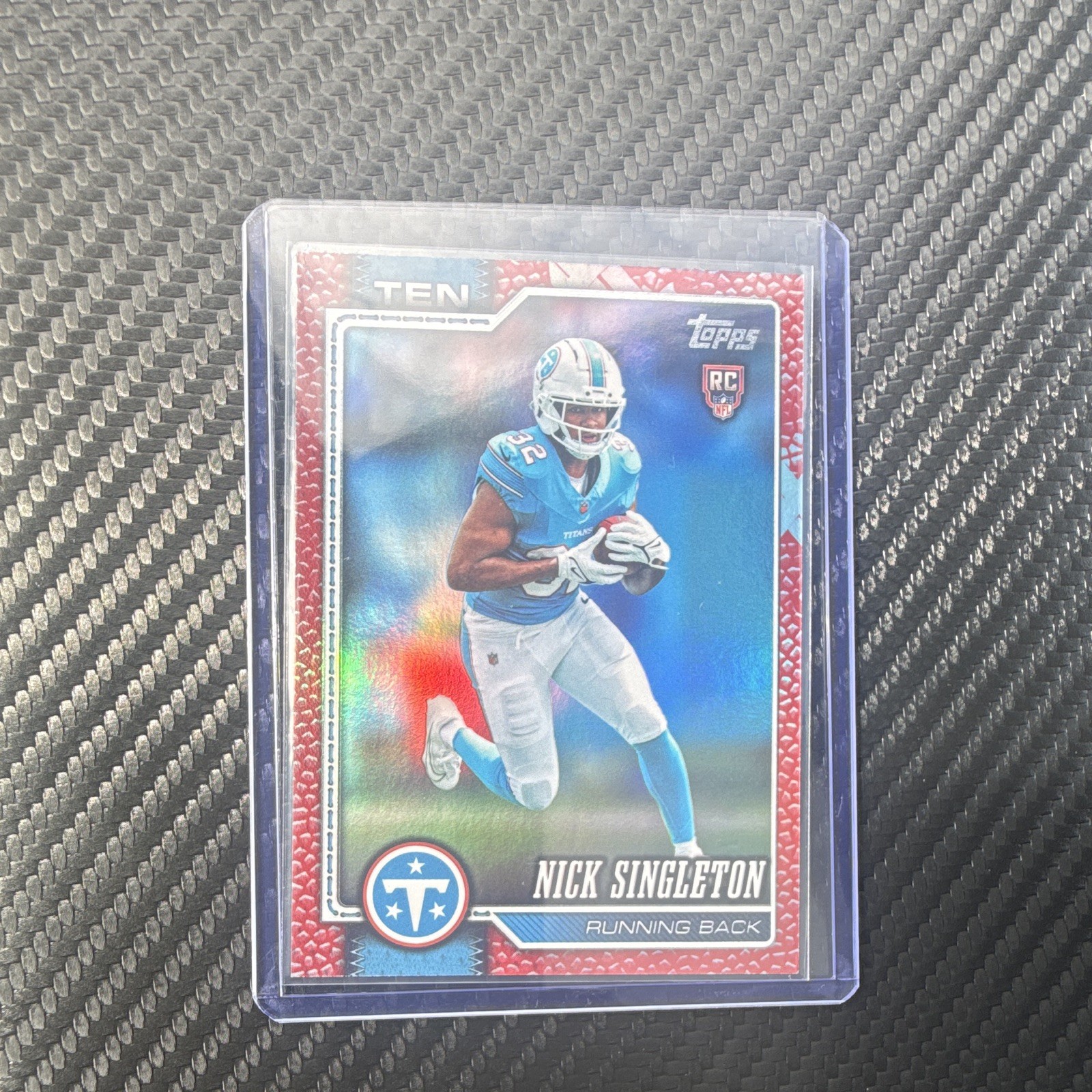 Topps TEN 2025 Nick Singleton Rookie Red Parallel #314 Tennessee Titans 2/5 Topps TEN 2025 Nick Singleton Rookie Red Parallel #314 Tennessee Titans 2/5