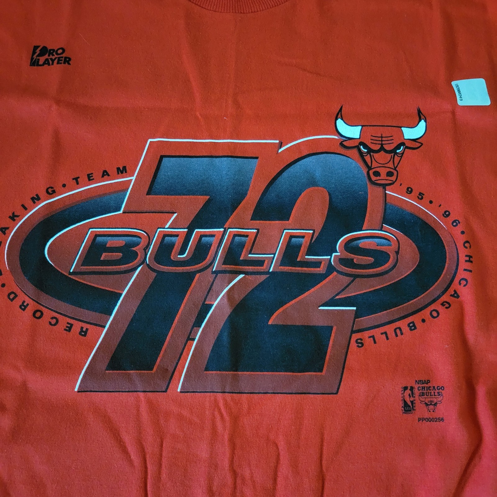 VTG Bulls Shirt Men\'s XL 72 Record Breaking 1996 Single Stitch 90s Red T-Shirt