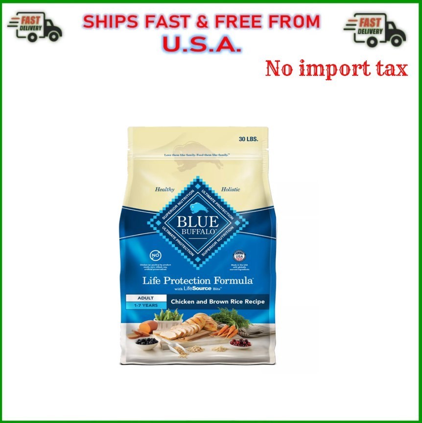 Blue Buffalo Life Protection Formula Adult Dry Dog Food, Chicken&Brown Rice,30lb